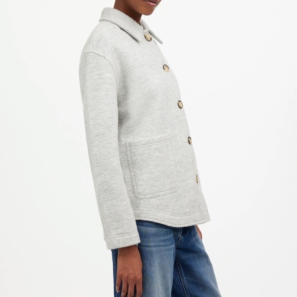 Madewell Boiled Wool Sweater Shirt Jacket Heather chrome grey size XL NWT NS677 - Picture 2 of 13